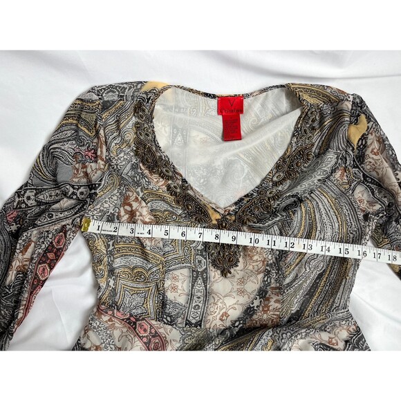 V Christina Y2K Embellished V Neck Paisley Mini Dress Sze S Chiffon Witchy Gypsy - Picture 10 of 10